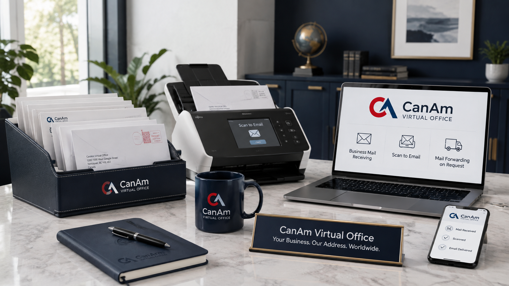 CanAm Virtual Office mail handling workspace